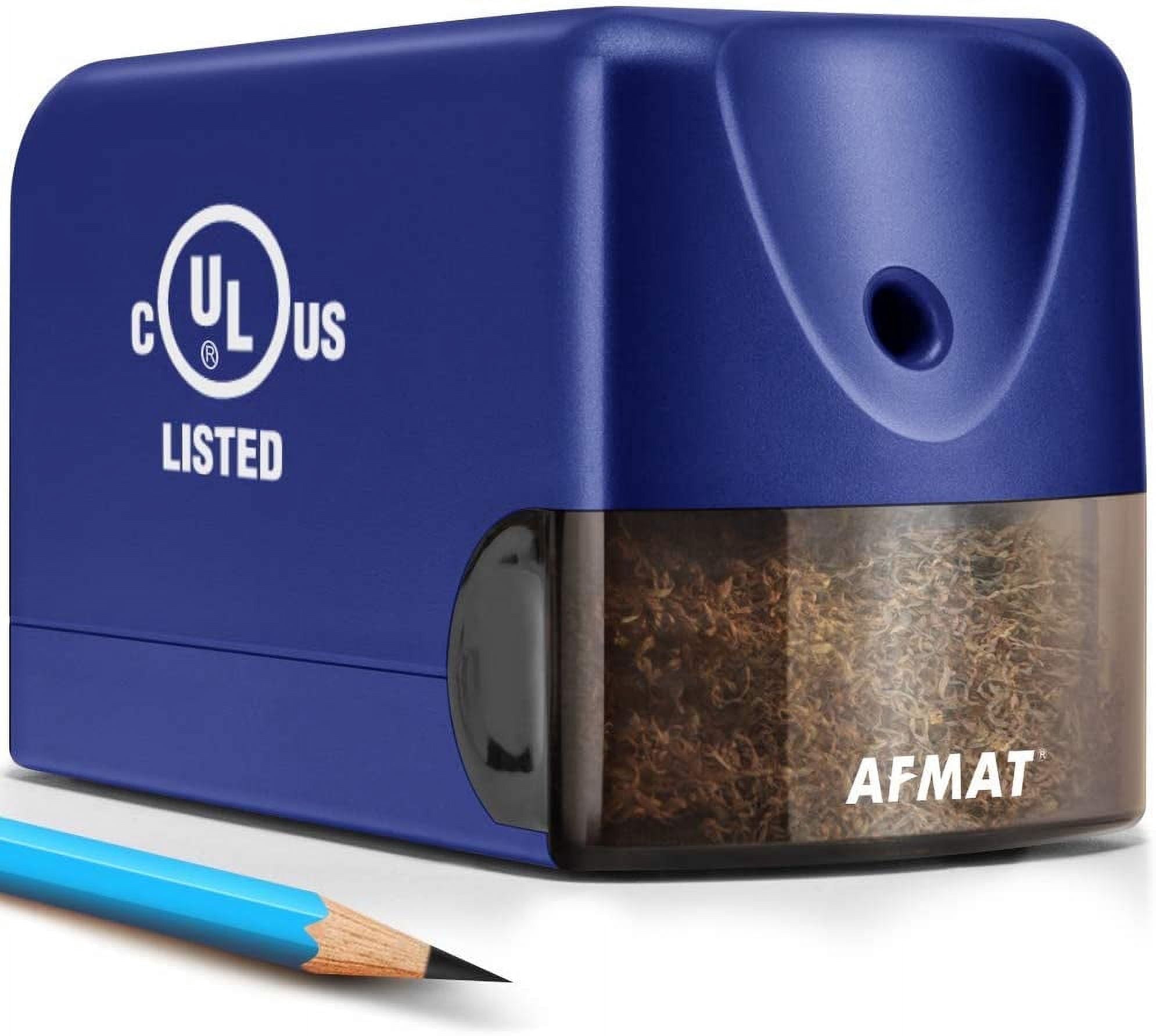 AFMAT Heavy Duty Electric Pencil Sharpener for 6.5-8mm No.2/Colored, UL Listed Professional Pencil Sharpener w/Stronger Helical Blade, for Classroom,Blue, New