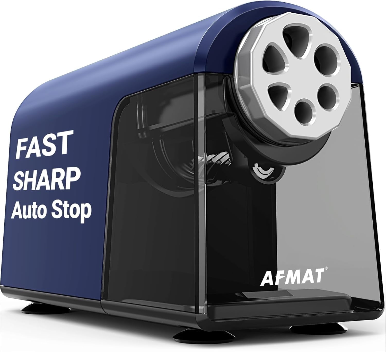 AFMAT Heavy Duty Electric Pencil Sharpener for Classroom, 6 Holes, Electric Pencil Sharpeners for Home, Pencil Sharpener Plug in for 6-11mm Pencils, Auto Stop, Super Fast, Never Eat Pencils,New,Blue