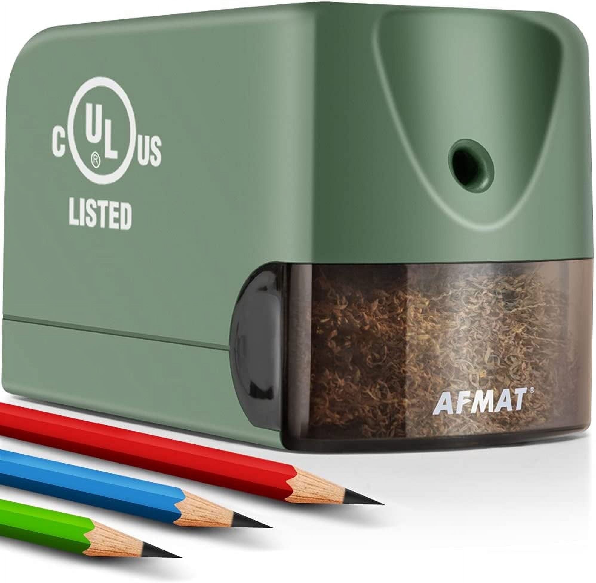 AFMAT Rechargeable Electric Pencil Sharpener & Eraser - For 6-9.6mm Large Art Pencils, 5 Adjustable Points, 140 Refills
