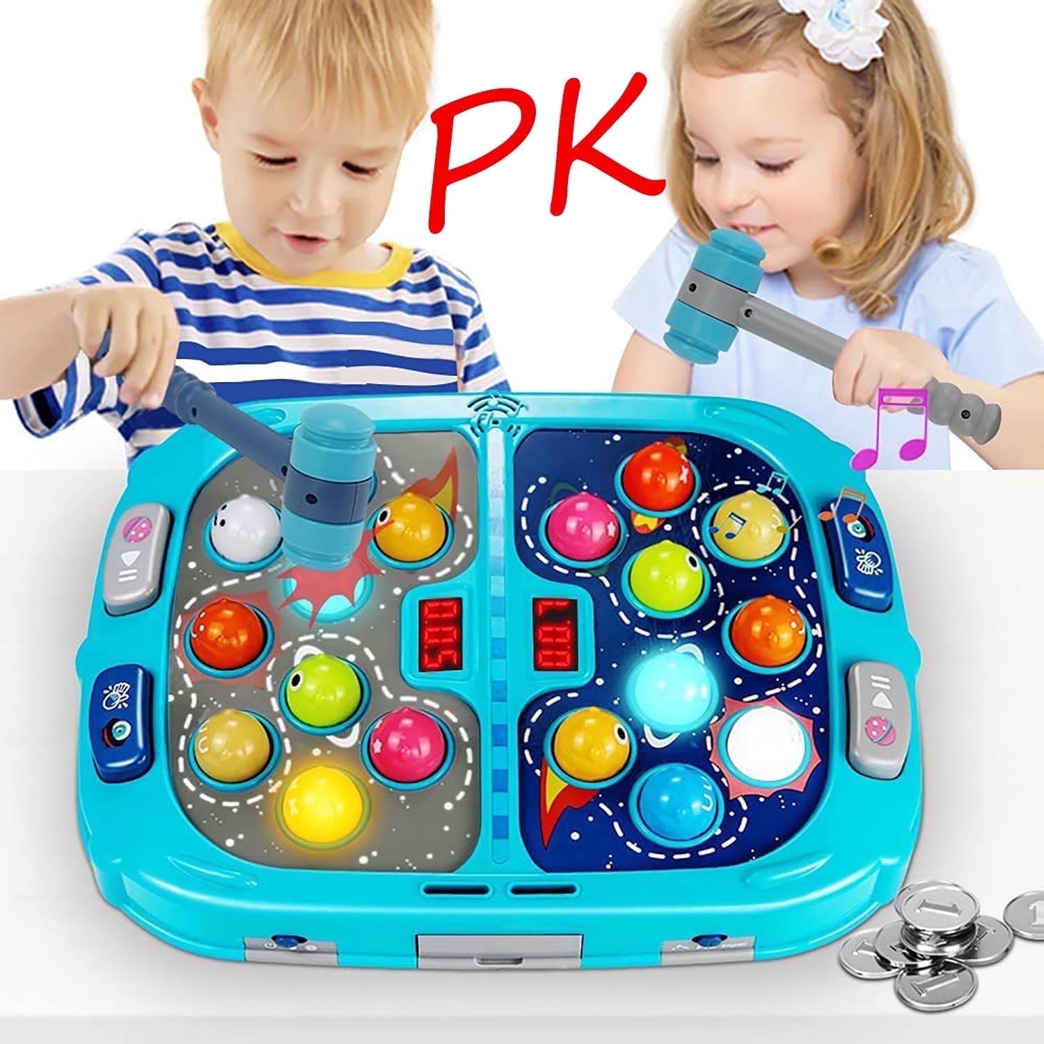 Pounding Toy,Toys for 5 Year Old Boys,Hammer Toy,Interactive Educational Toys,Early Developmental Toys for Kids, PK Mode for 2 Kids,Large Size, with Light and Sound