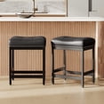 thumbnail image 1 of AFO 24" Counter Height Saddle Stools Set of 2 with PU Leather Seat, Black, 1 of 7