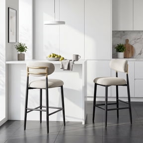 AFO 26.7" Upholstered Counter Height Bar Stools Set of 2, Kitchen Island Stools With Study Metal Frame, Suitable for 35"-40" Table, Modern Counter Chairs for Dining Room, Beige