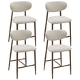 thumbnail image 1 of AFO Counter Height Bar Stools Set of 4, Modern Upholstered Kitchen Island Chairs with Back, Wood Grain Metal Legs, Beige, 1 of 8