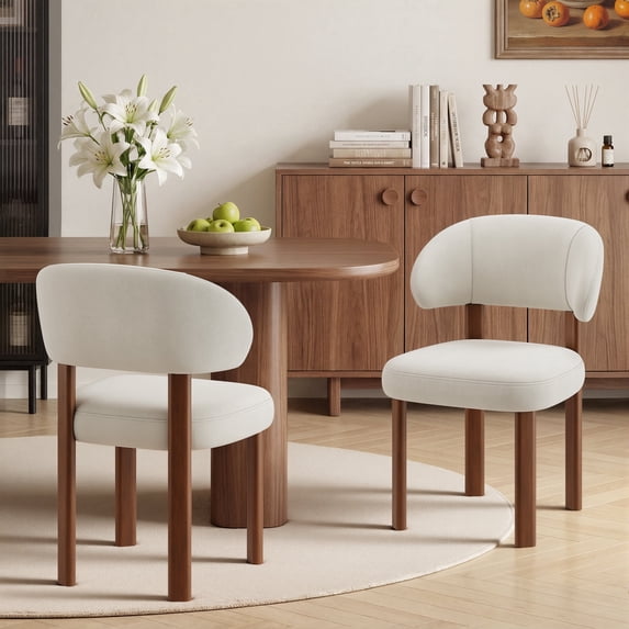 AFO Modern Velvet Dining Side Chairs, Beige (Set of 2)
