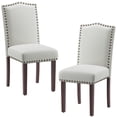 thumbnail image 1 of AFO Dining Chairs Set of 2, Upholstered Parsons Kitchen Chairs with Nailhead Trim and Wood Legs, Beige, 1 of 6