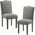thumbnail image 1 of AFO Dining Chairs Set of 2, Upholstered Parsons Kitchen Chairs with Nailhead Trim and Wood Legs, Grey, 1 of 6