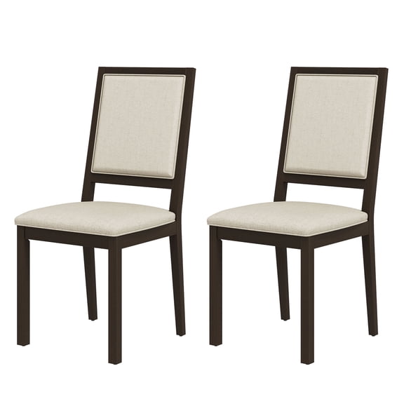 AFO Fabric Upholstered Wooden Dining Chairs Set of 2, Brown