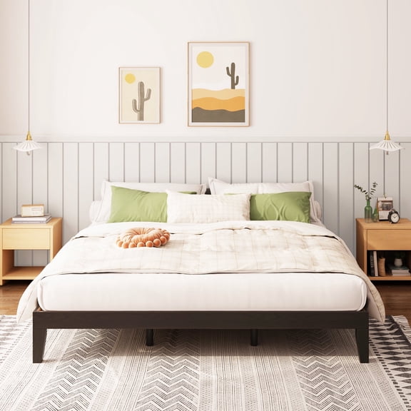 AFO Full 12 Inch Solid Wood Platform Bed Frame with Wooden Slats,Espresso