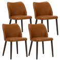 thumbnail image 1 of AFO Mid Century Modern Dining Chairs Set of 4, Upholstered Parson Fabric Side Chairs with Rubberwood Legs, Lightbrown, 1 of 7