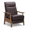 thumbnail image 1 of AFO Mid Century Modern Recliner Chair, Leather Push Back Armchair with Retractable Footrest, Solid Wood Legs, High Back Lounge Chair for Living Room, Chocolate, 1 of 10
