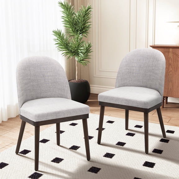 AFO Modern Parsons Upholstered Fabric Dining Chairs Set of 2 for Dining Room Kitchen, Light Grey