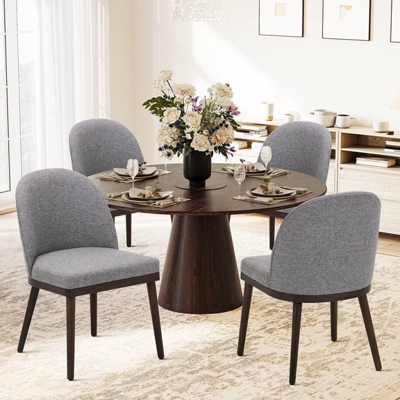 AFO Modern Parsons Upholstered Fabric Dining Chairs Set of 4 for Dining Room Kitchen, Dark Grey