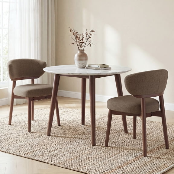 AFO Modern Sherpa Upholstered Dining Chairs Set of 2, Solid Wood Kitchen Side Chairs with Curved Backrest, Mid-Century Dining Room Chairs for Living Room Restaurant, Camel