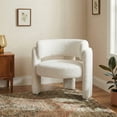 thumbnail image 1 of AFO Modern Upholstered Dining Chair, Cute Barrel Side Armchair with Round Back for Living Room Dining Room Bedroom, Cream, 1 of 7