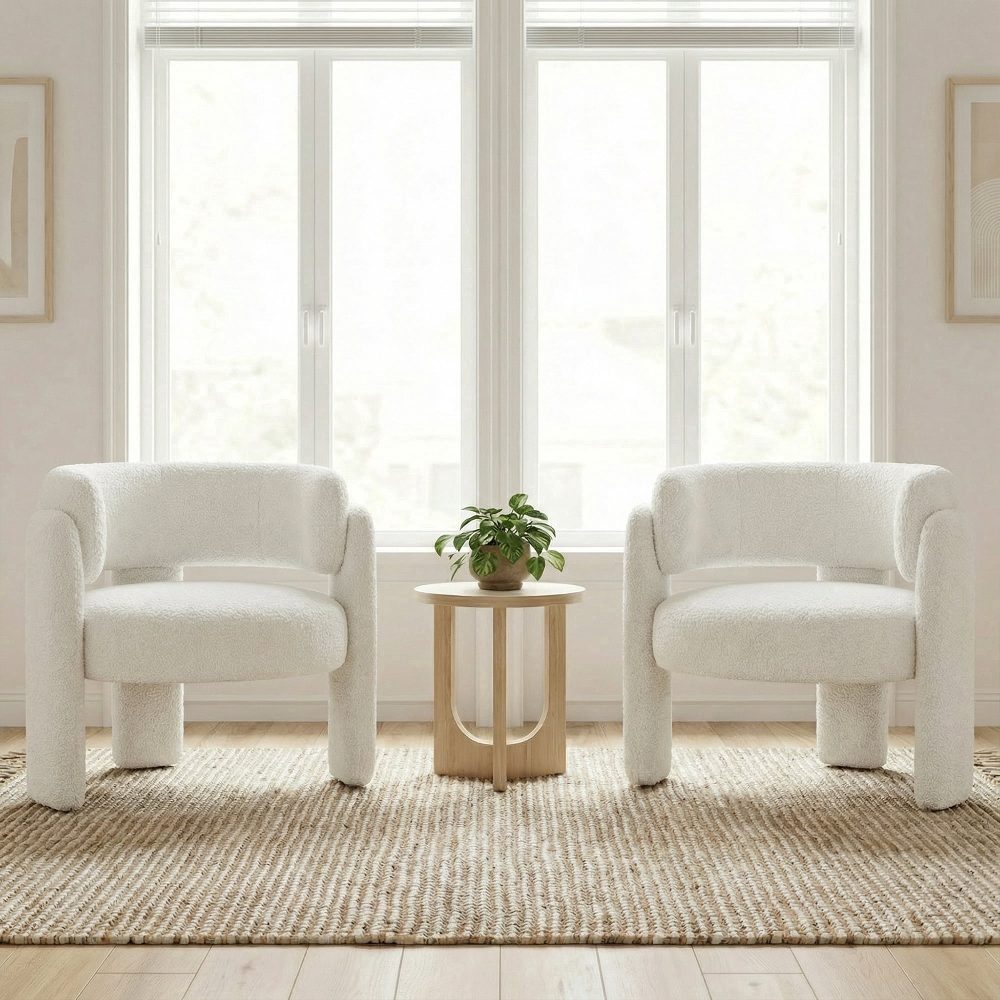 AFO Modern Upholstered Dining Chair Set of 2, Cute Barrel Side Armchair with Round Back for Living Room Dining Room Bedroom, Cream