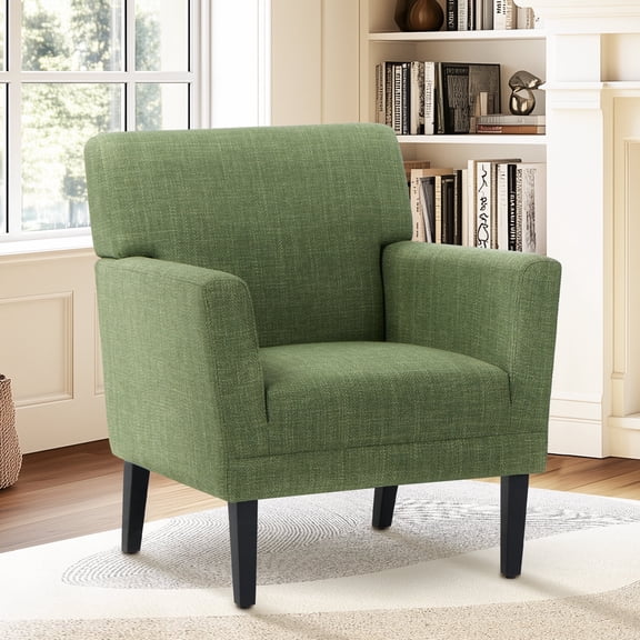 AFO Modern Upholstered Fabric Accent Chair with Wooden Legs for Living Room Bedroom,Green