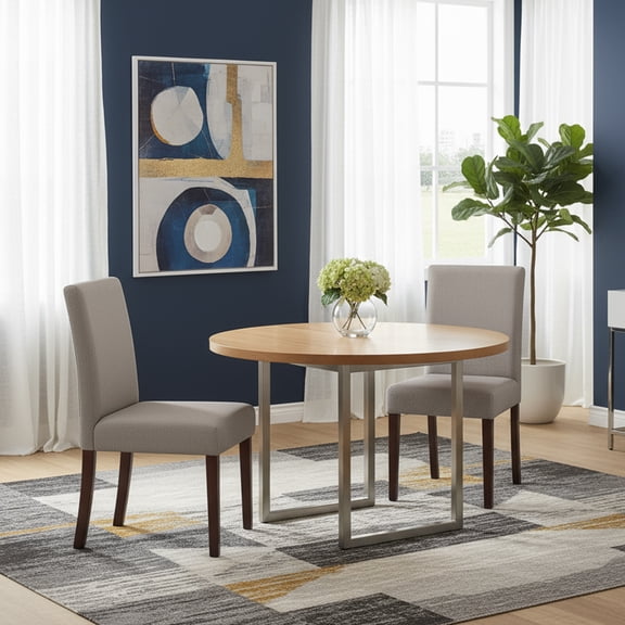 AFO Modern Upholstered Parsons Dining Chairs Set of 4, Fabric Padded Side Chairs with Wooden Legs for Kitchen, Dining Room, Restaurant, Brown