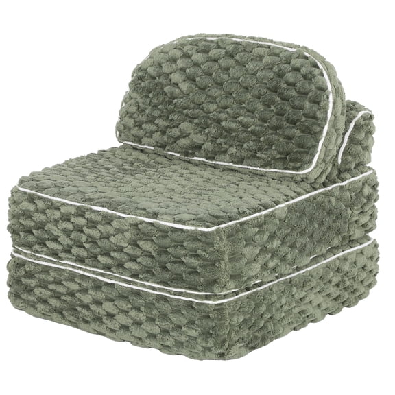 AFO Single Folding Sofa Bed, Small Space Chaise Lounge Chair Sleeper with Back Pillow,Comfy Guest Bed for Dorm Apartment Living Room, Green