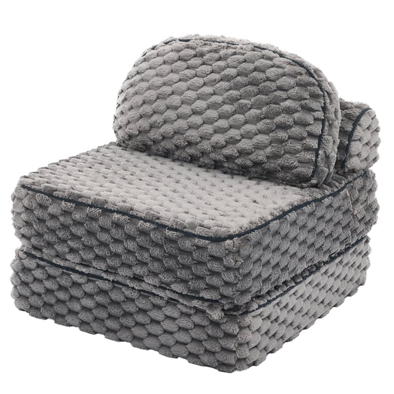 AFO Single Folding Sofa Bed, Small Space Chaise Lounge Chair Sleeper with Back Pillow,Comfy Guest Bed for Dorm Apartment Living Room, Grey