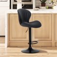 thumbnail image 1 of AFO Swivel Bar Stools, Adjustable Height Barstools with Shell Back, Modern PU Leather Kitchen Island Chairs for Dining Room, Home Bar, Pub, Black, 1 of 6