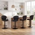 thumbnail image 1 of AFO Swivel Bar Stools Set of 4, Adjustable Height Barstools with Shell Back, Modern PU Leather Kitchen Island Chairs for Dining Room, Home Bar, Pub, Black, 1 of 11