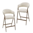 thumbnail image 1 of AFO Upholstered Bar Stools Set of 2, 26.5" Counter Height Chairs with Curved Backrest and Metal Legs for Kitchen Island Dining Room, Beige, 1 of 7