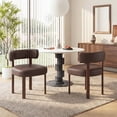 thumbnail image 1 of AFO Upholstered Dining Chair Set of 2, Faux Leather Kitchen Side Chairs with Wood Legs Ergonomic Curved Back for Dining Room and Cafe, Espresso Brown, 1 of 8
