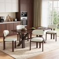 thumbnail image 1 of AFO Upholstered Dining Chairs Set of 4, Solid Wood Dining Room Chairs with Ergonomic Padded Backrest, Modern Chenille Side Chair for Kitchen, Dining Room & Café, Khaki, 1 of 13