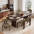 thumbnail image 1 of AFO Upholstered Dining Chairs Set of 6, Solid Wood Dining Room Chairs with Ergonomic Padded Backrest, Modern Chenille Side Chair for Kitchen, Dining Room & Café, Camel, 1 of 11