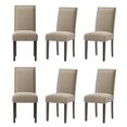 thumbnail image 1 of AFO Upholstered Dining Chairs Set of 6, Fabric Kitchen Side Chairs with Solid Wood Legs, Camel, 1 of 7
