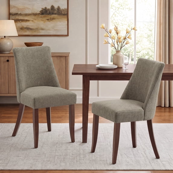 AFO Upholstered Dining Chairs Set of 2 with Solid Wood Legs & Padded Seat, Wood Mid Century Side Chairs for Kitchen Desk, Dining Room and Restaurant, Brown