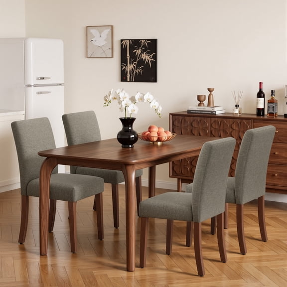 AFO Upholstered Dining Chairs Set of 4, Modern Parsons Dining Chairs with Solid Wood Legs & High Back Padded, Fabric Kitchen Side Chairs For Dining Room, Cafe & Kitchen, Taupe