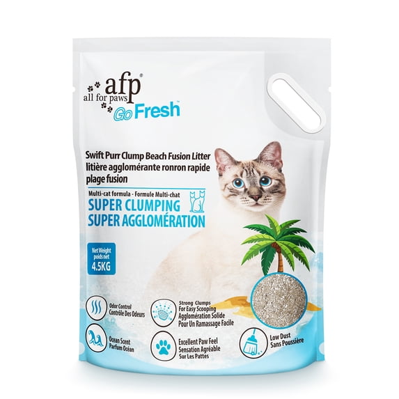 All For Paws Natural Cassava & Bentonite Clay Cat Litter, 10lb Ultra-Soft Kitty Litter for Sensitive Paws – Solid Clumping , Highly Absorbent , 24/7 Odor Lock