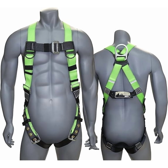 AFP Universal Full-Body Fall Protection Safety Harness with D-Ring and Tongue Buckle Legs - 1 Pack