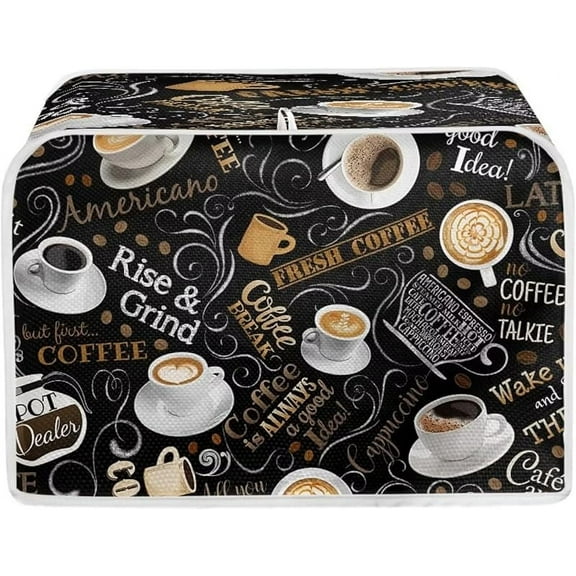 AFPANQZ Coffee Print Kitchen Toaster Covers Universal 4 Slice Bread Toaster Cover Protection Stain Resistant Dustproof Bread Maker Covers