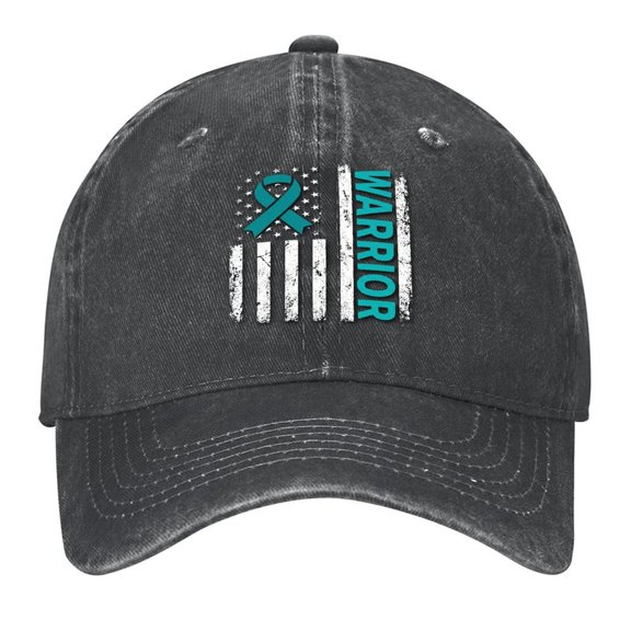 Warrior Flag Baseball Cap,Adjustable Denim Hat for Women Men Teachers Mom,Black