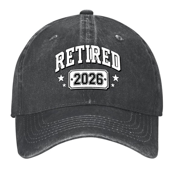 Retired 2026 Baseball Cap,Adjustable Denim Hat for Women Men Teachers Mom,Black
