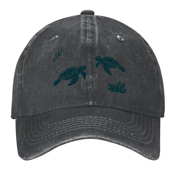 Sea Turtles Baseball Cap,Adjustable Denim Hat for Women Men Teachers Mom,Black