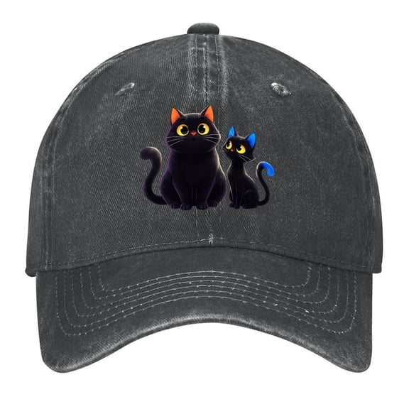 Black Cats Baseball Cap,Adjustable Denim Hat for Women Men Teachers Mom,Black