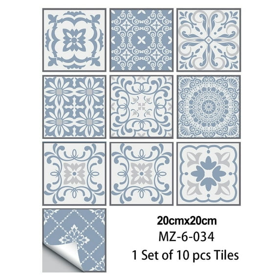 AFQH 10 PCS Tile Sticker, Tile Waterproof Oil Proof Removable Decals Mosaic Tile Stickers Stick Bathroom Kitchen Home Wall or Floor Self-adhesive Kitchen Bathroom Furniture Staircase Home Decor