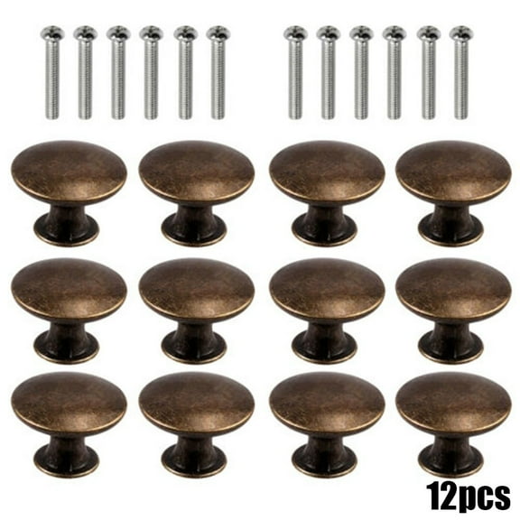 AFQH 12 Pcs Vintage Antique Bronze Knobs Handle Pulls Round Knobs for Cabinet Drawer Kitchen Bathroom Cupboard Home Office Furniture,Cabinet Door Bathroom knobs Hardware