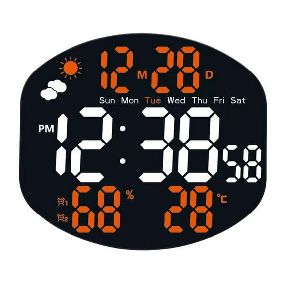 AFQH 1PC Large Screen Electronic Clock Wall Mounted Led Clock Weather Display Clock