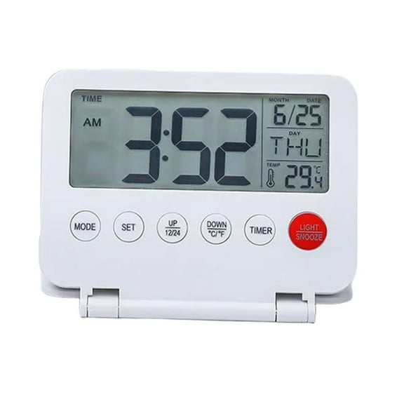 AFQH 1PC Travel Alarm Clock Level Backlight 12/24H Calendar Temperature Weekend Mode