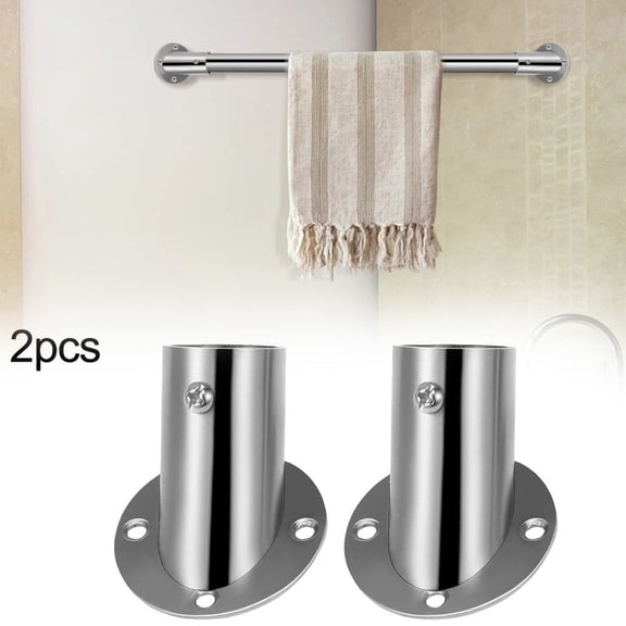 AFQH 2 Pcs Closet Pole Bracket Support Holder Angle Flange Base End Supports