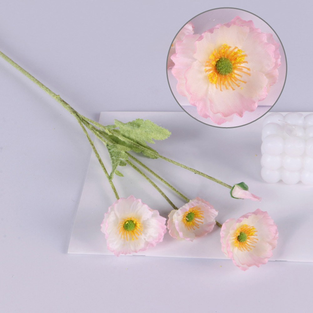 AFQH 2PCS Artificial Flower Fake Poppy Long Stem Silk Flowers Garden