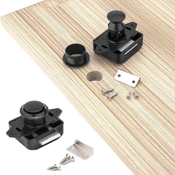 AFQH 3 Pack Push Button Latch Cabinet Door Catch Keyless Cupboard Locks for RV Motorhome Camper Caravan Home Yachts,Black Latch Knob