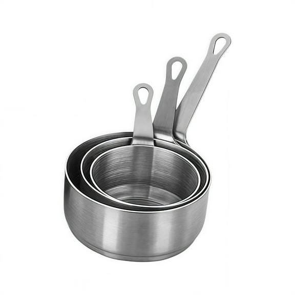 AFQH 3 Pcs Stainless Steel Sauce Pan Milk Pot Dipping Bowls 60ML 80ML 100ML