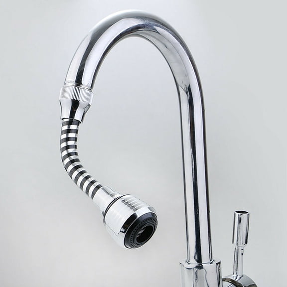 AFQH 360Flexible Faucet Sprayer Attachment Kitchen Sink Aerator Extender ABS Polished Chrome for Cold Hot Water (Silver