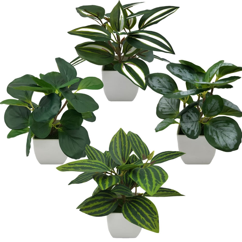 AFQH 4 Pcs Small Fake Plants Artificial Potted Plants Indoor for Living Room Bedroom