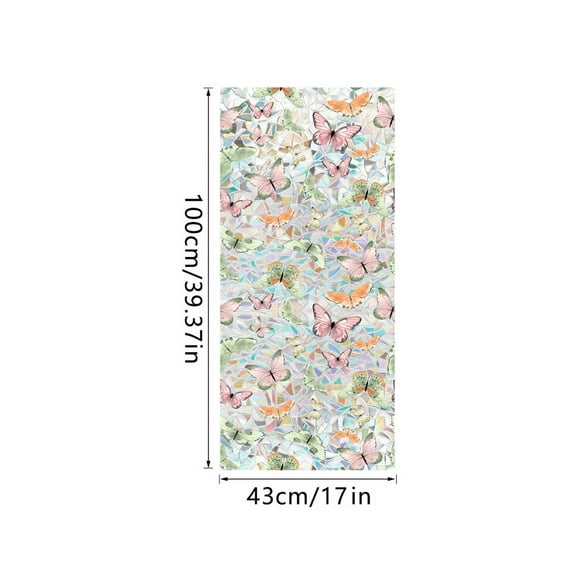 AFQH 43x100/200cm Colorful Butterfly Window Film: UV Protection& Easy Install Privacy